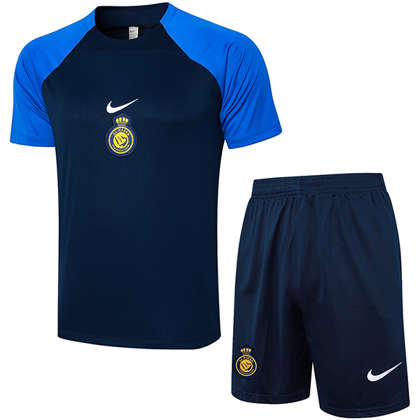 Al-Nassr training jersey men's navy uniform soccer kit sportswear football suit tops sports shirt 2024-2025